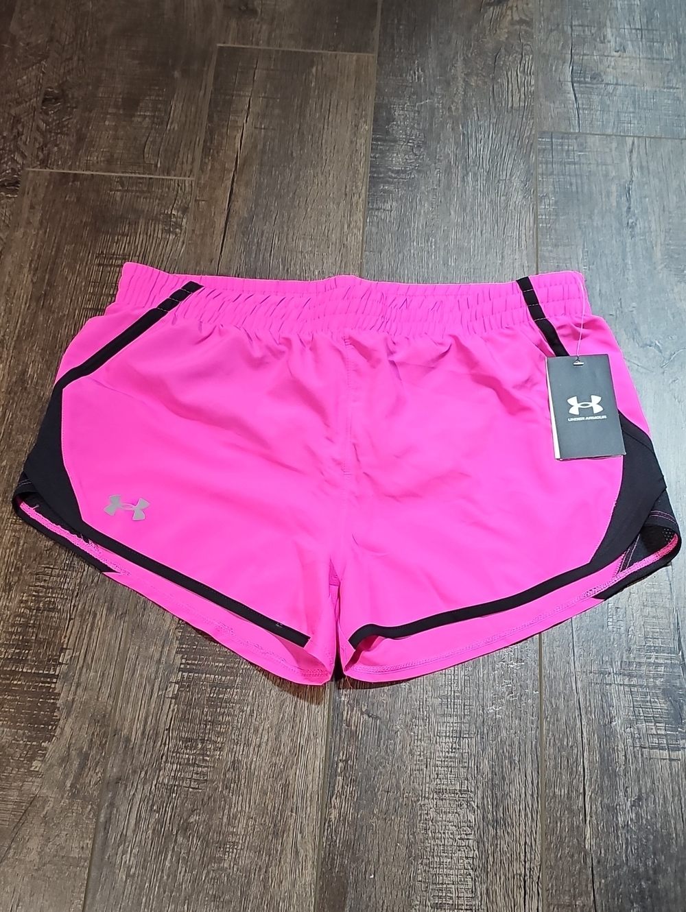 Under Armour Girl's Youth Large Hot Pink Running Shorts with Black Trim New